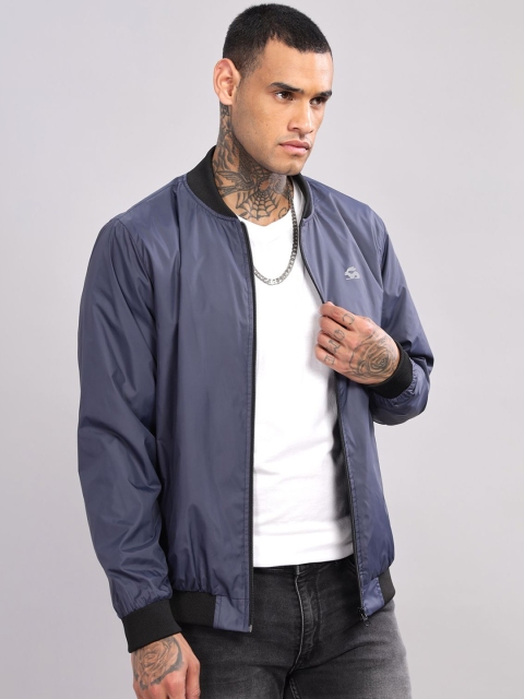 ADRO Men Stand Collar Solid Casual Bomber Jacket - Image 4