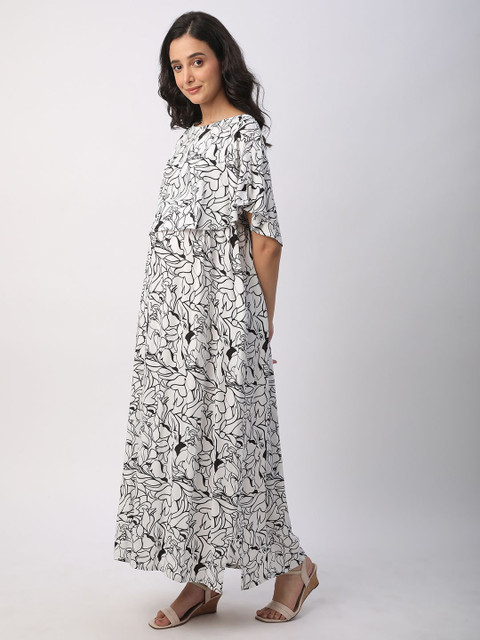 Mystere Paris Women Abstract Printed Maternity A-Line Maxi Dress - Image 4