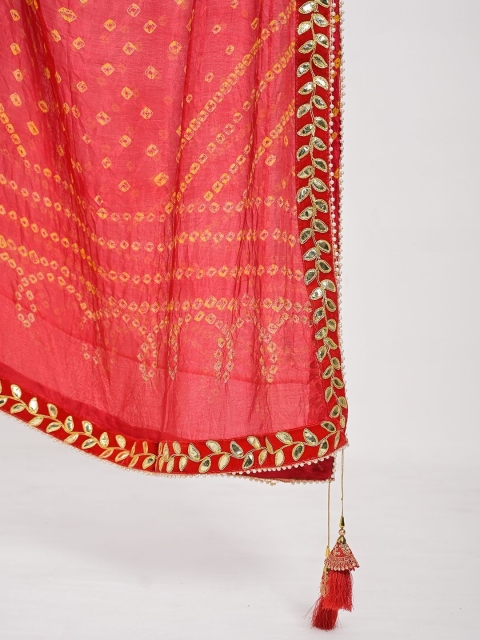 Apratim Bandhani Printed Mirror Work Silk Dupatta - Image 2