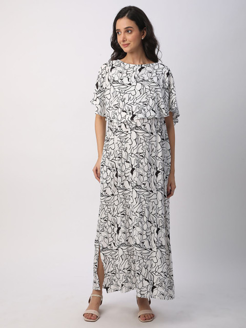 Mystere Paris Women Abstract Printed Maternity A-Line Maxi Dress - Image 2