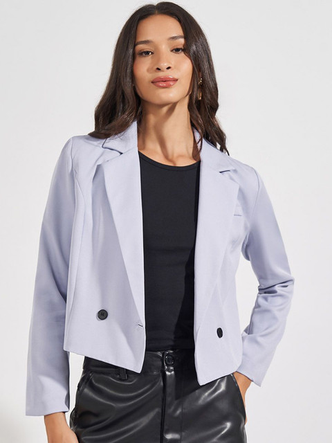 Styli Women Regular Fit Short Length Double Breasted Blazer