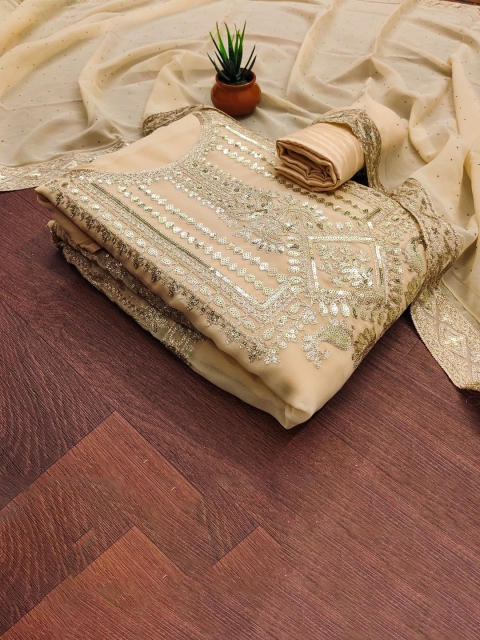 KALINI Ethnic Motifs Embroidered Sequinned Unstitched Dress Material