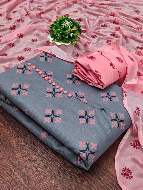 KALINI Geometric Printed Unstitched Dress Material