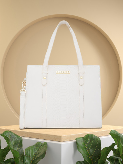 Caprese Sameera Women White Medium Satchel Bag