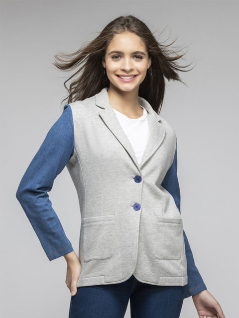 SHAYE Notch Lapel Collar Single Breasted Fleece Blazer