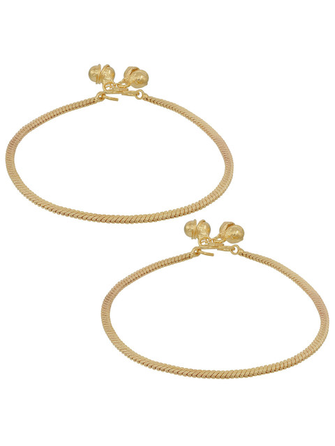 MEMOIR Gold-Plated Flat Snake Chain Payal Pajeb Anklet