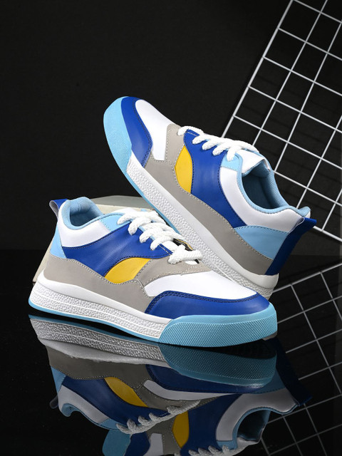 HERE&NOW Men Colourblocked Lightweight PU Sneakers