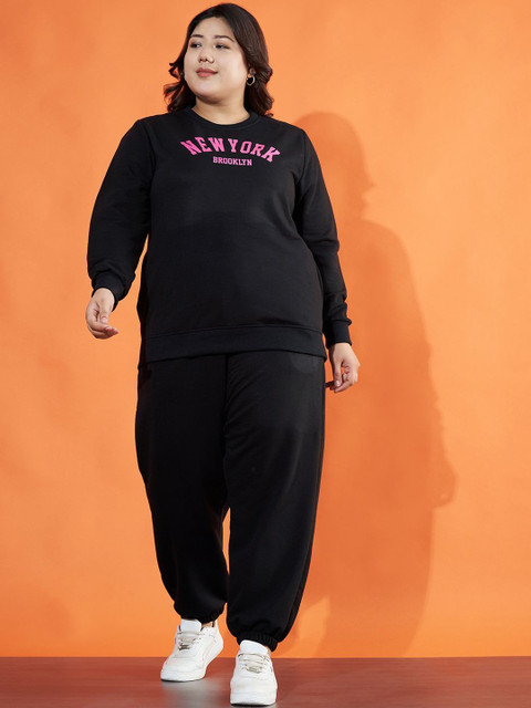 AUSTIVO Round Neck Printed Sweatshirt with Joggers