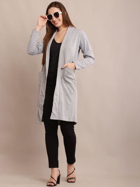 Raabta Fashion Open Front Fleece Longline Shrug