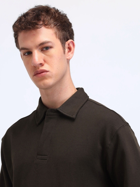Flying Machine Men Shirt Collar Cotton Sweatshirt - Image 2