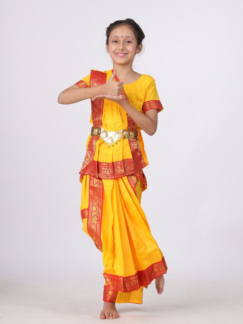 itsmycostume Girls Bharatnatyam Saree With Blouse