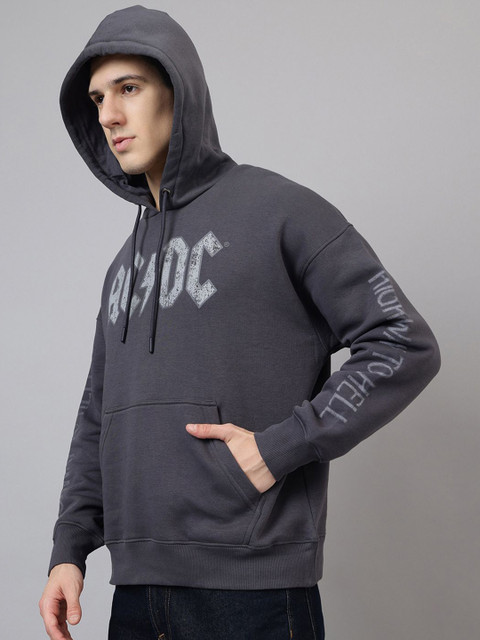 Free Authority Men ACDC Printed Hood Cotton Pullover Ribbed Sweatshirt - Image 4