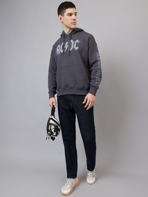 Free Authority Men ACDC Printed Hood Cotton Pullover Ribbed Sweatshirt - Image 5