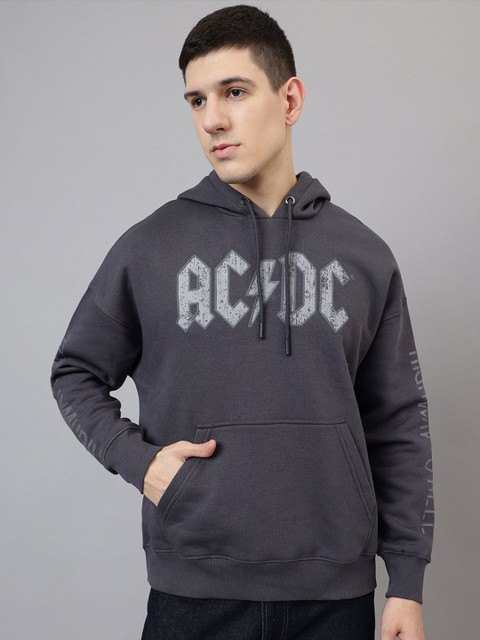 Free Authority Men ACDC Printed Hood Cotton Pullover Ribbed Sweatshirt - Image 3