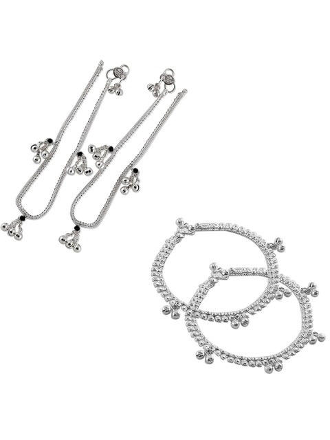 Lila Set Of 2 Silver-Plated Anklets