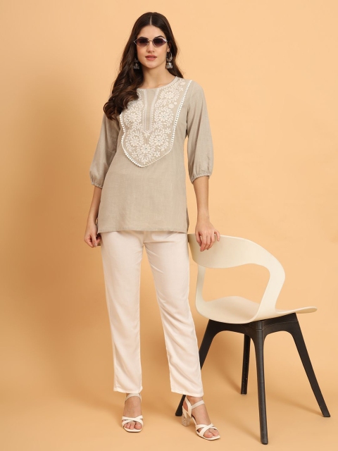 AAYUMI Women Cotton Floral Embroidered Top - Image 6