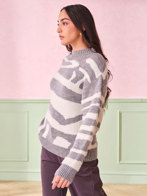 AND Women Abstract Printed Winter Sweater - Image 3