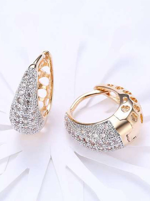 YouBella Gold-Plated Contemporary Stone Studded Hoop Earrings