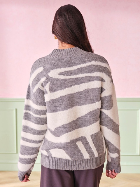 AND Women Abstract Printed Winter Sweater - Image 4