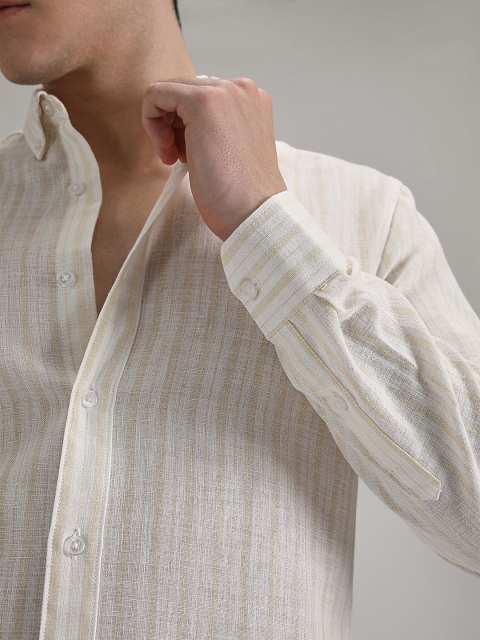 Banana Club Men Classic Slim Fit Semi Sheer Striped Casual Shirt - Image 2