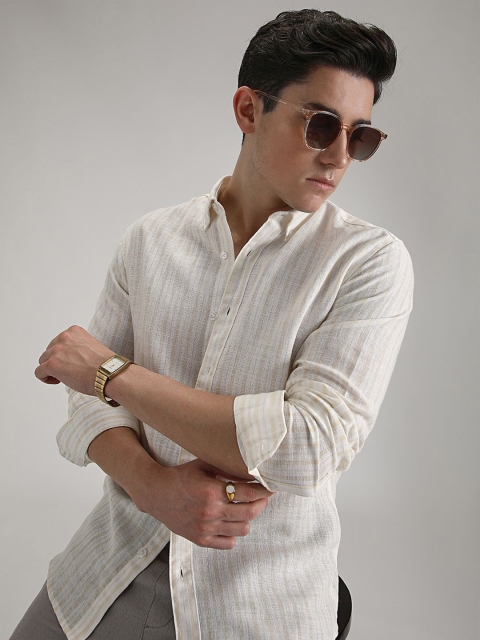 Banana Club Men Classic Slim Fit Semi Sheer Striped Casual Shirt - Image 6
