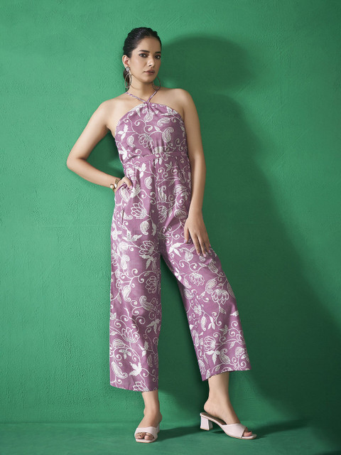 Anouk Women Printed Halter Neck Basic Jumpsuit
