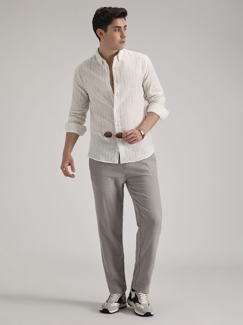 Banana Club Men Classic Slim Fit Semi Sheer Striped Casual Shirt - Image 5