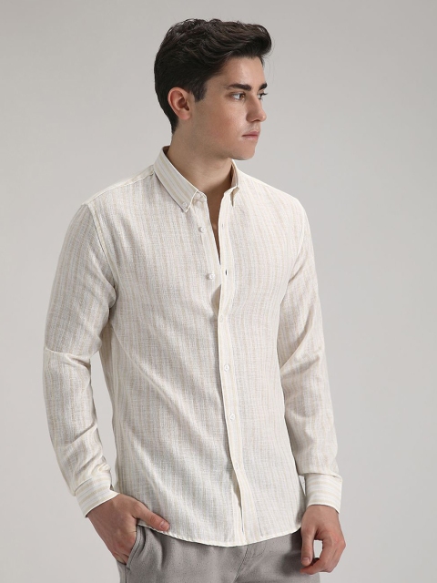 Banana Club Men Classic Slim Fit Semi Sheer Striped Casual Shirt - Image 3