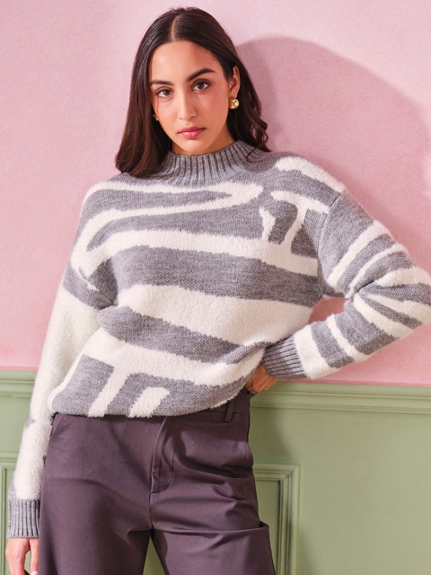 AND Women Abstract Printed Winter Sweater - Image 6
