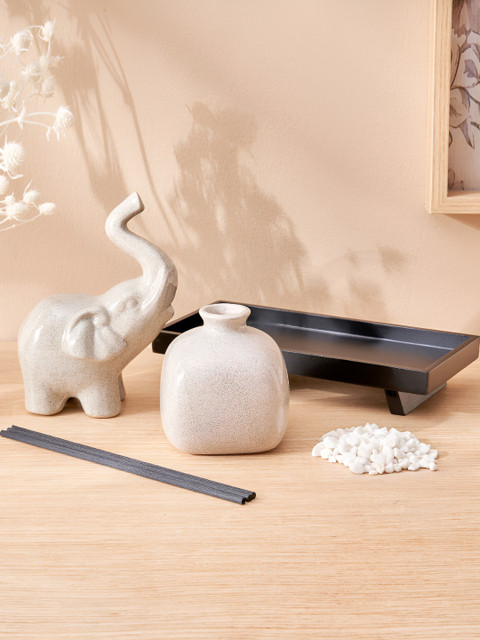 Home Centre Divine Scentscape Grey and White Ceramic Elephant Diffuser Set - Image 3