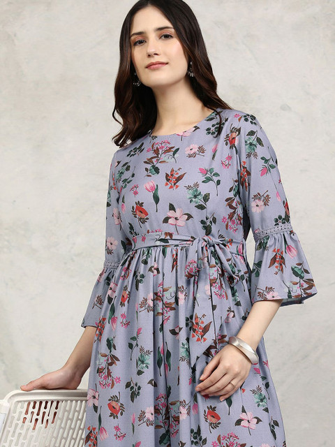 Vishudh Women Printed Basic Jumpsuit With Waist Tie-Ups