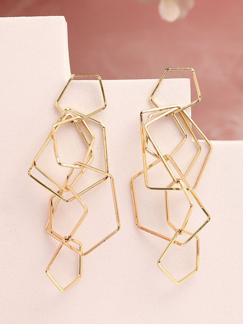Bohey by KARATCART Gold-Plated Geometric Drop Earrings