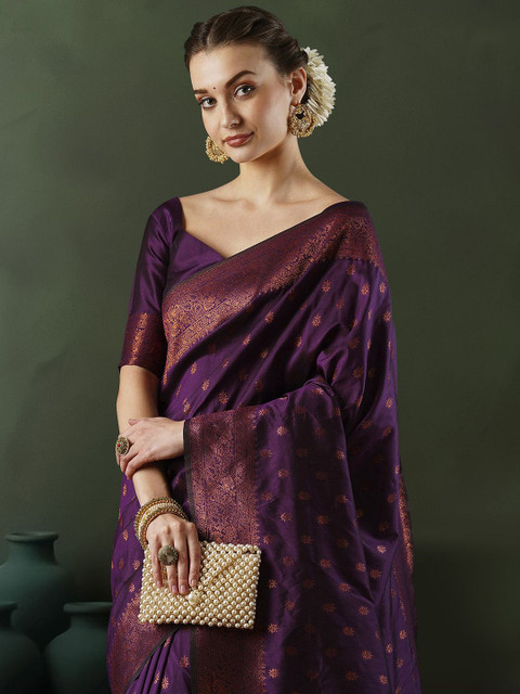 Sangria Woven Design Banarasi Saree With Blouse Piece