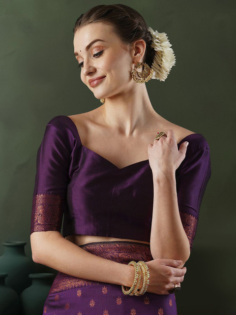Sangria Woven Design Banarasi Saree With Blouse Piece - Image 6