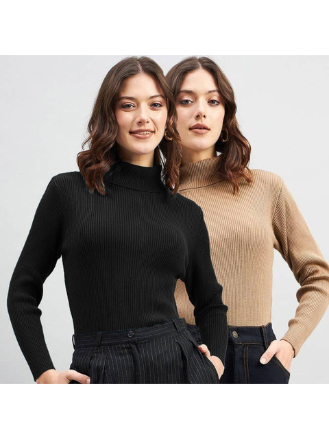 Genzy Women 2 High Neck Slim Fit T-shirt