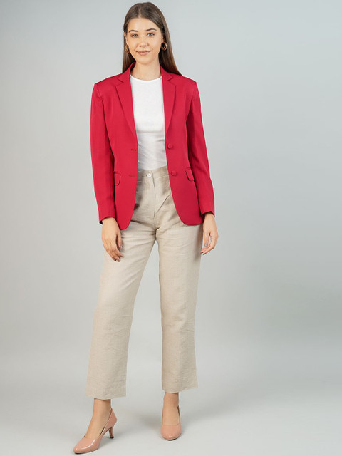 INDOPHILIA Notched Lapel Single-Breasted Casual Blazer