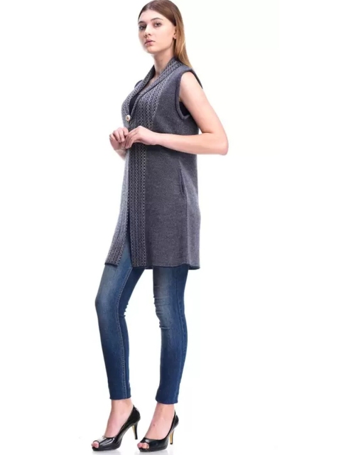 Zigo Self Design Longline Woollen Open Front Shrug - Image 5