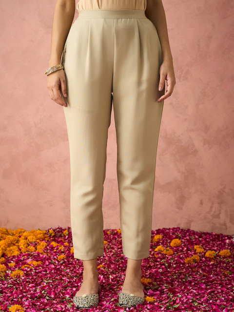 KALINI Ethnic Motifs Yoke Design Straight Thread Work Kurta with Trousers & Dupatta - Image 7