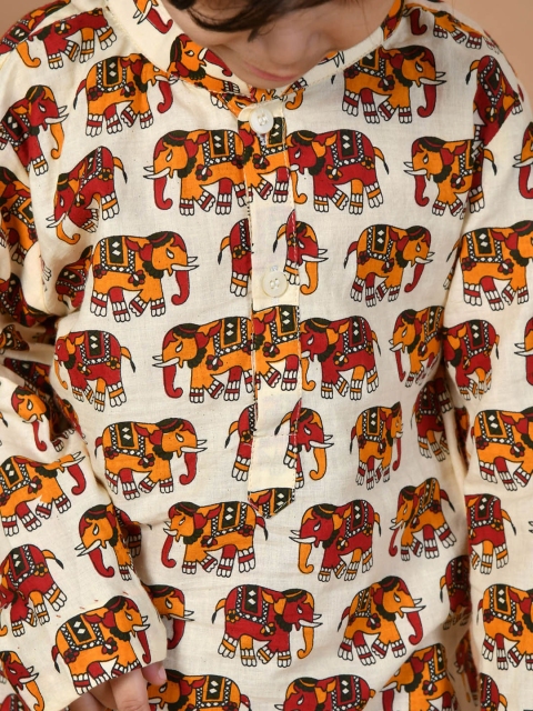 BAESD Boys Animal Printed Regular Pure Cotton Straight Kurta with Dhoti Pants - Image 2