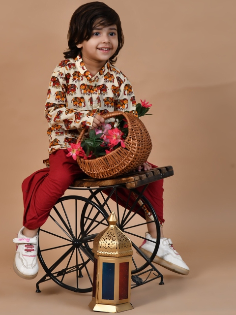 BAESD Boys Animal Printed Regular Pure Cotton Straight Kurta with Dhoti Pants - Image 6