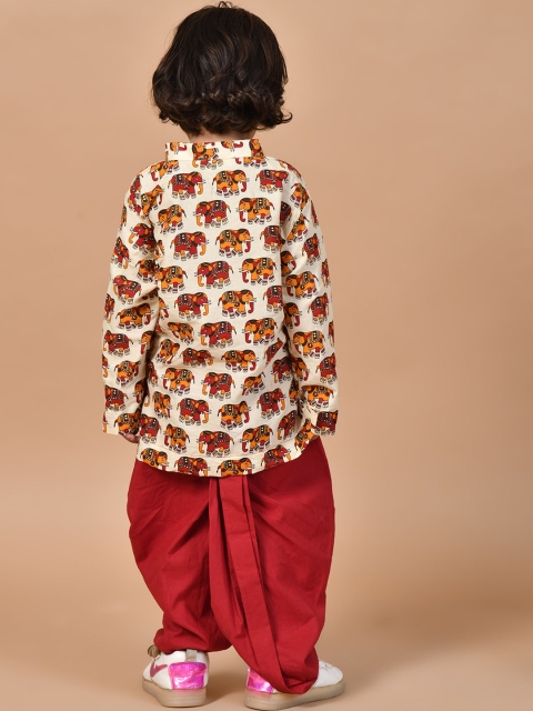 BAESD Boys Animal Printed Regular Pure Cotton Straight Kurta with Dhoti Pants - Image 5