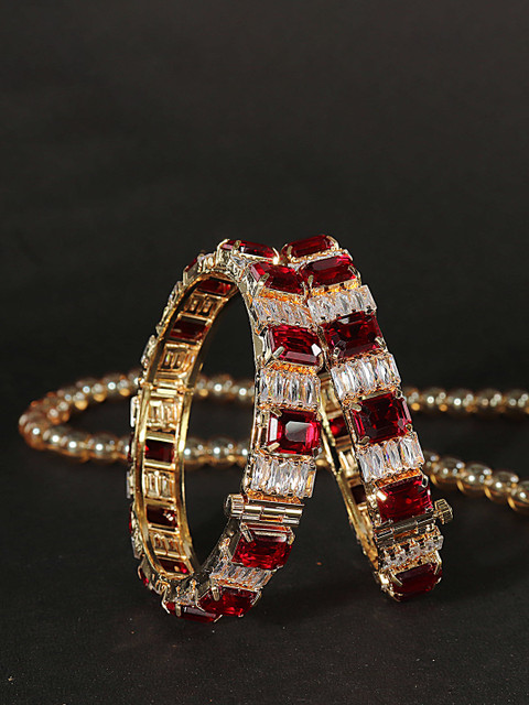 LAVAZZA Set Of 2 American Diamond Stone-Studded Bangles