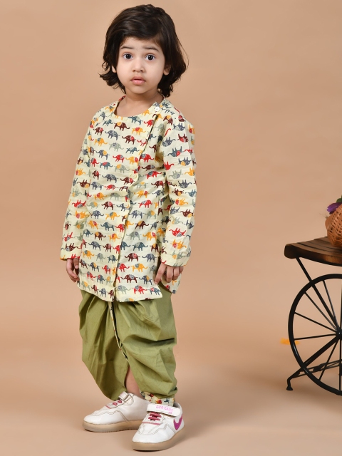 BAESD Boys Animal Printed Regular Pure Cotton Straight Kurta with Dhoti Pants - Image 5