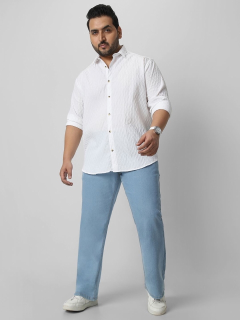 Urbano Plus Men Spread Collar Textured Cotton Casual Shirt - Image 5