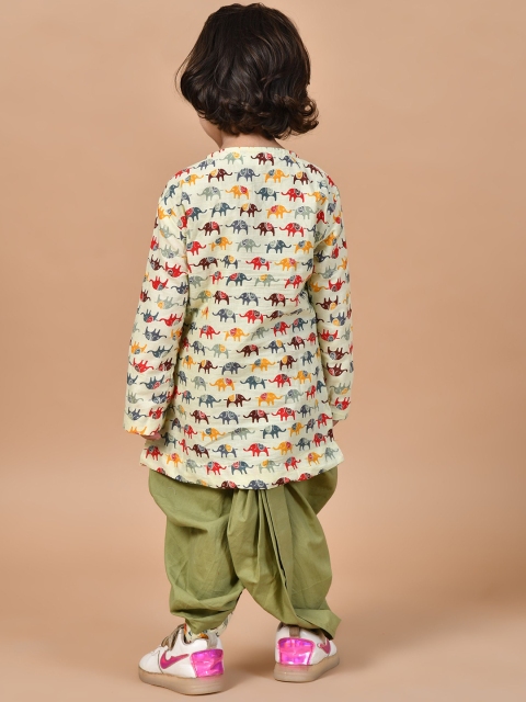 BAESD Boys Animal Printed Regular Pure Cotton Straight Kurta with Dhoti Pants - Image 4