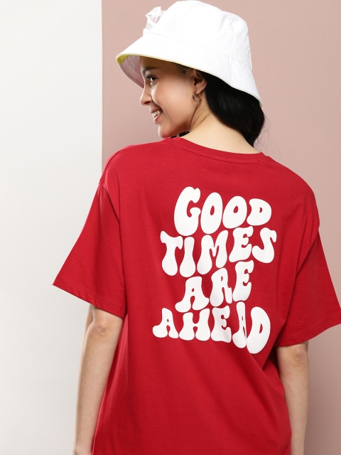 Harvard Pure Cotton Typography Printed Drop-Shoulder Sleeves T-shirt