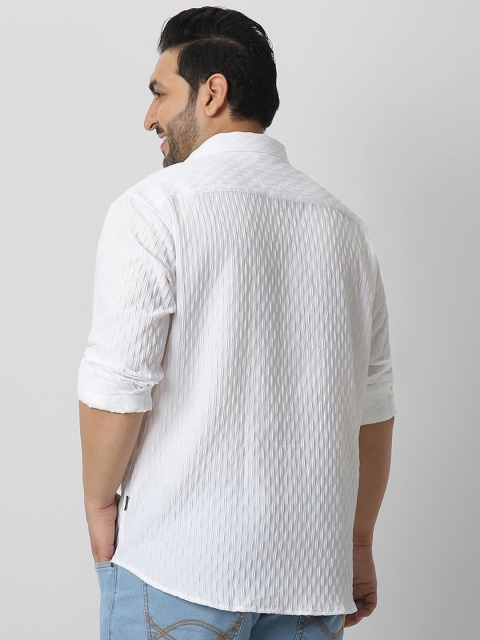 Urbano Plus Men Spread Collar Textured Cotton Casual Shirt - Image 4
