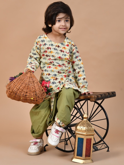 BAESD Boys Animal Printed Regular Pure Cotton Straight Kurta with Dhoti Pants - Image 6