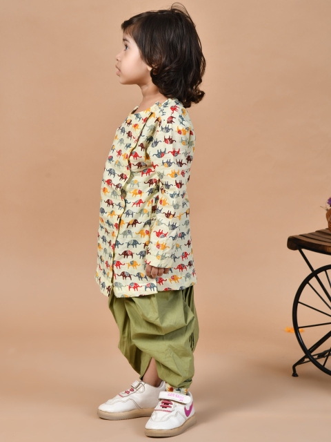 BAESD Boys Animal Printed Regular Pure Cotton Straight Kurta with Dhoti Pants - Image 3