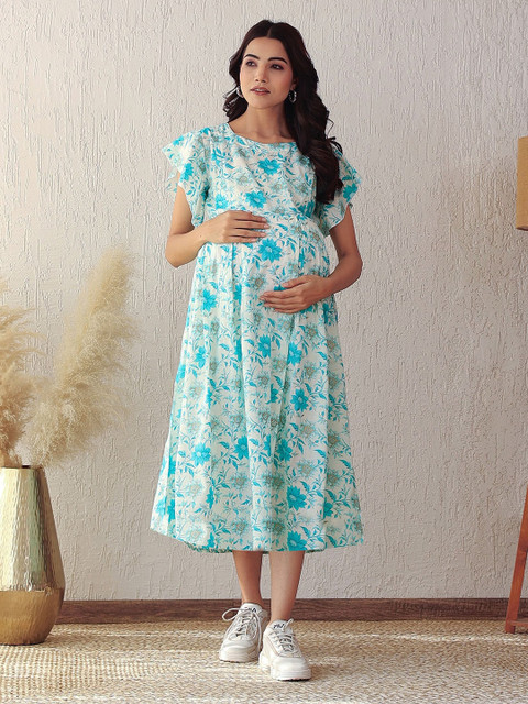 GMI Floral Print Maternity Fit & Flare Maxi Dress